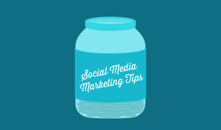 a blue jar with the words social media marketing tips on it